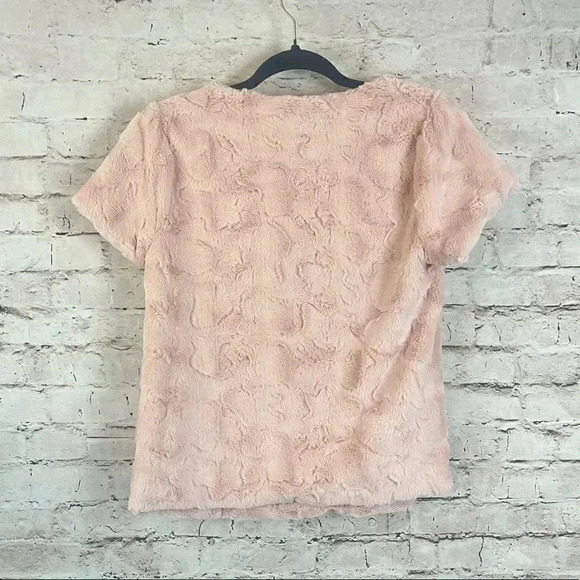 NWT adyson parker XS Cameo Rose Pink Short Sleeve Faux Fur Sherpa Top Shirt NEW - Picture 9 of 10